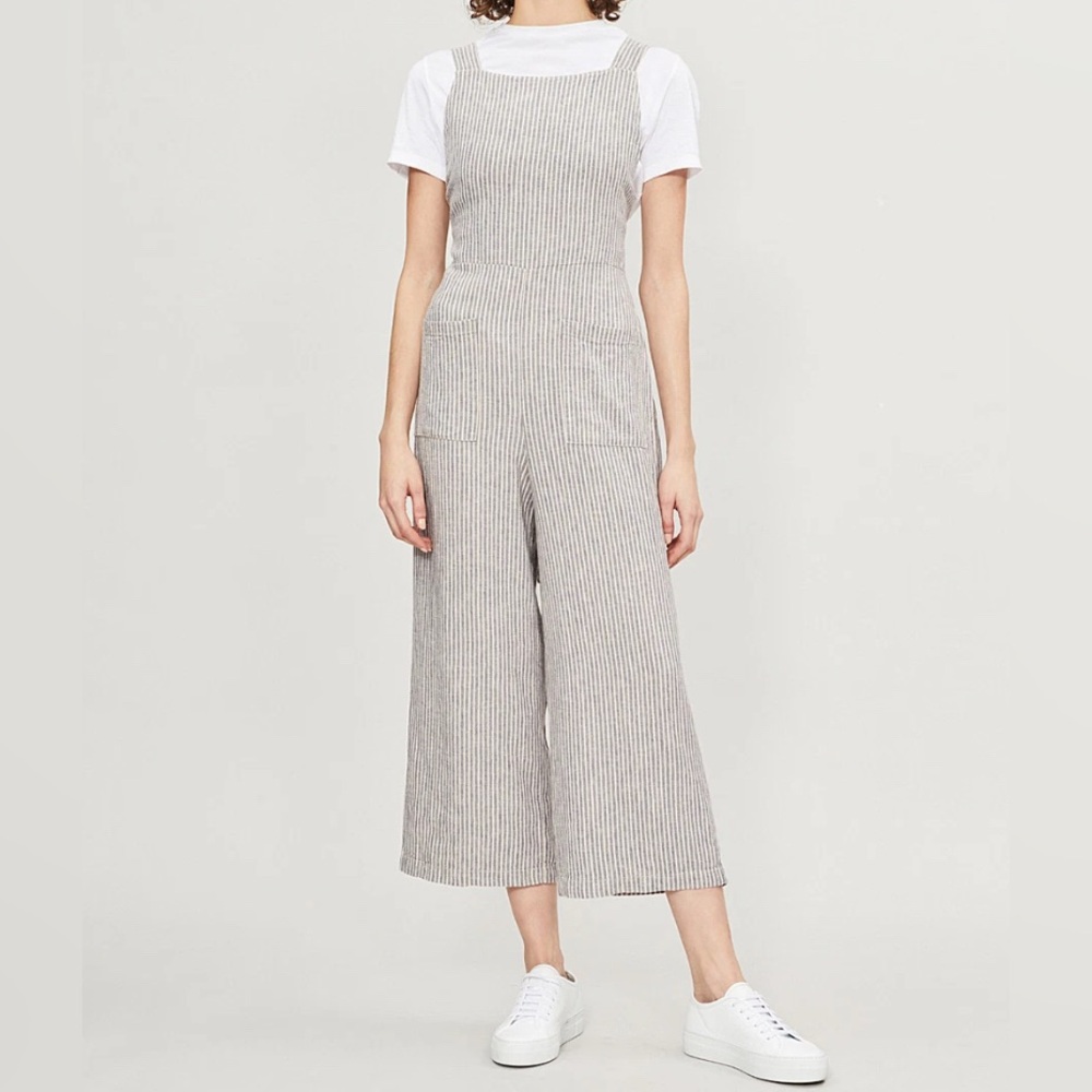 FREE PEOPLE ‘Off The Shore’ Linen Blend Striped Wide Leg Jumpsuit Women’s Size 2 - Picture 3 of 12